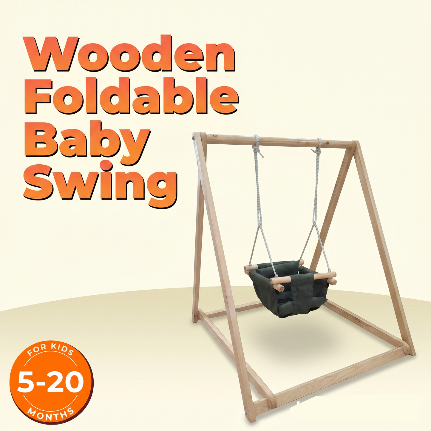 Wooden Foldable Baby Swing