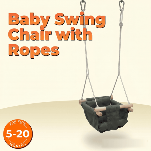 Baby swing chair with ropes on a beige background for kids 5-20 Months