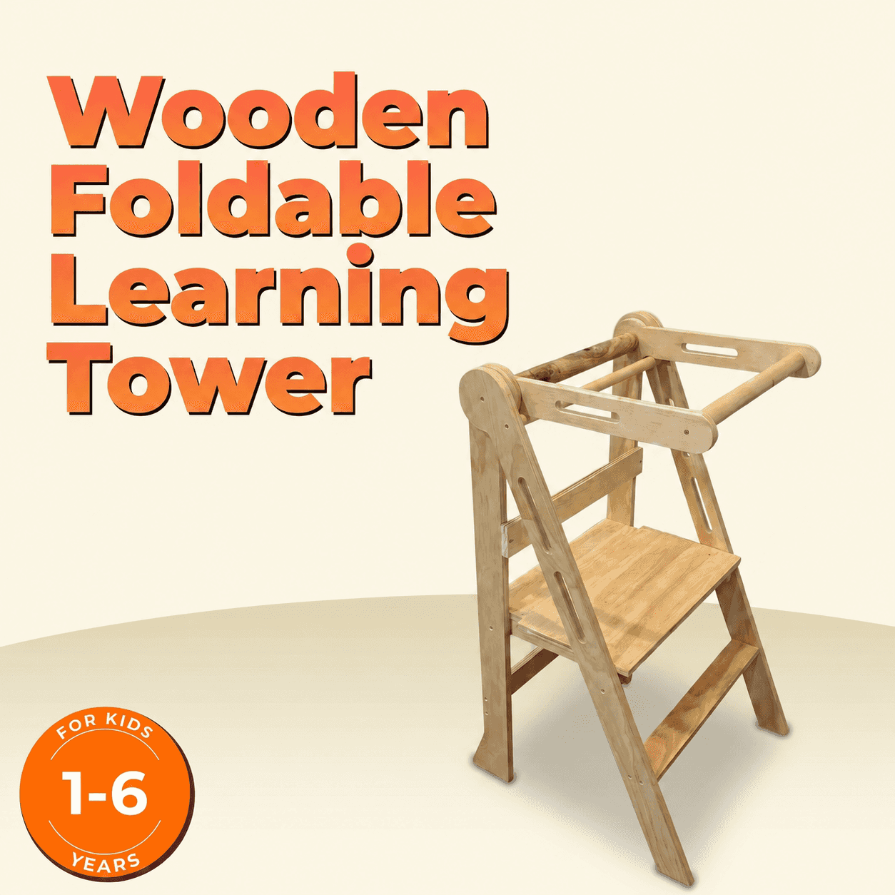 Wooden foldable learning tower for kids 1-6 years