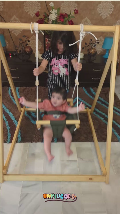 Wooden Foldable Baby Swing