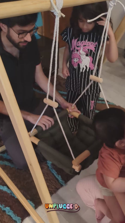 Wooden Foldable Baby Swing